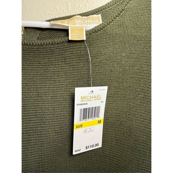 MICHAEL Michael Kors NWT Olive Green Tunic Sweater Gold Zipper Women’s Size Medi - Picture 5 of 5
